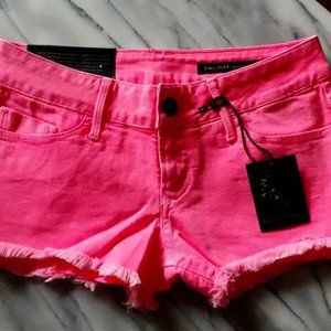 Black Orchid Neon Pink Cut Off Shorts NWT